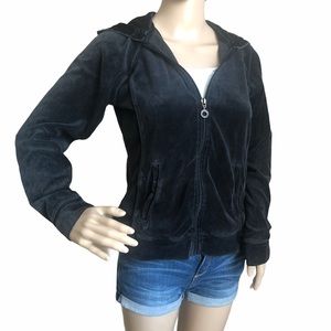 BLACK N.Y.L HOODED ZIP UP SWEATER